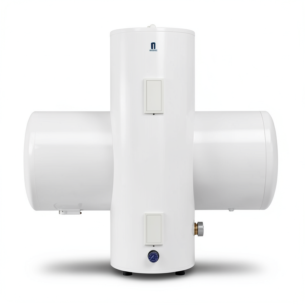 Horizontal Central Water Heater 200 Liter Capacity White, 2×4.5 kW 220/240 V | Saudi Ceramics
