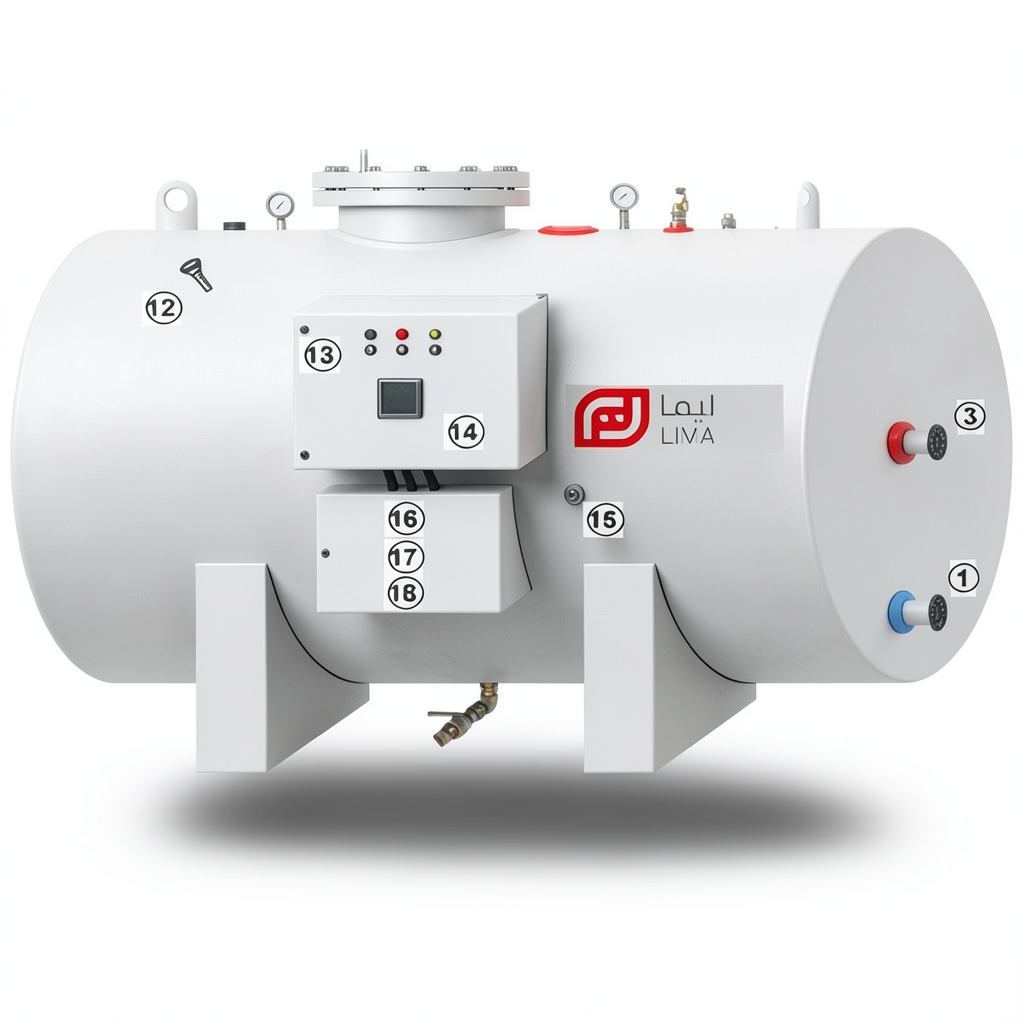 Horizontal Water Heater Lima Capacity 1500 Liter Height 2280 mm 36 kW | Reem Water Heater Factory
