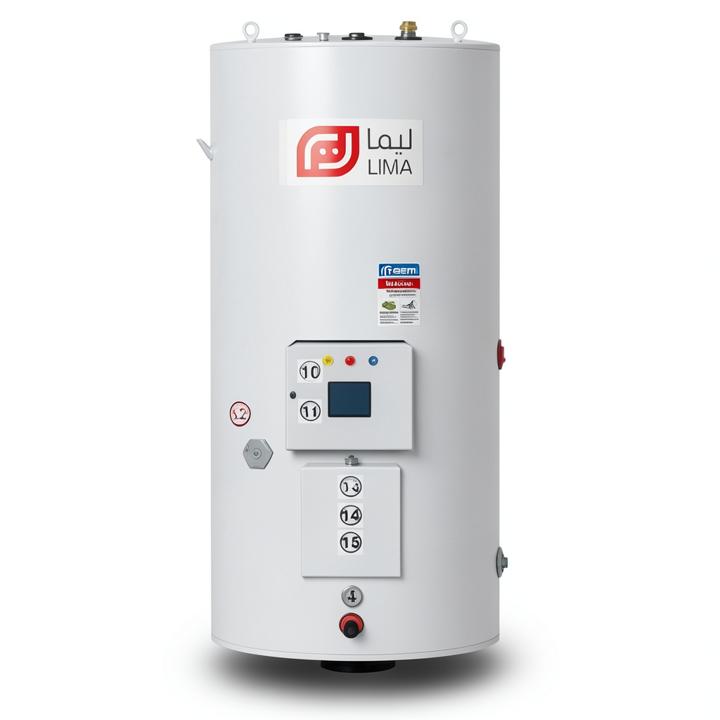 Vertical Water Heater Lima Capacity 150 Liters Height 1256 mm 1.2 kW | Reem Water Heater Factory