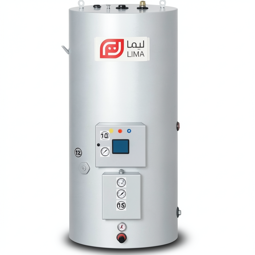 Vertical Water Heater Lima 200 Liters Height 1214 mm 6 kW European Design | Reem Water Heater Factory