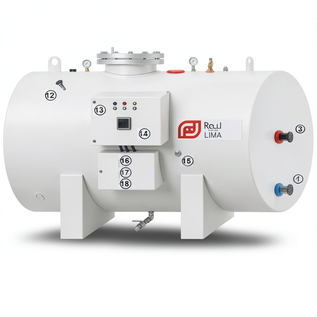Horizontal Water Heater 1250 Liter Capacity 27 KW Power, European Design | Reem Water Heater Factory