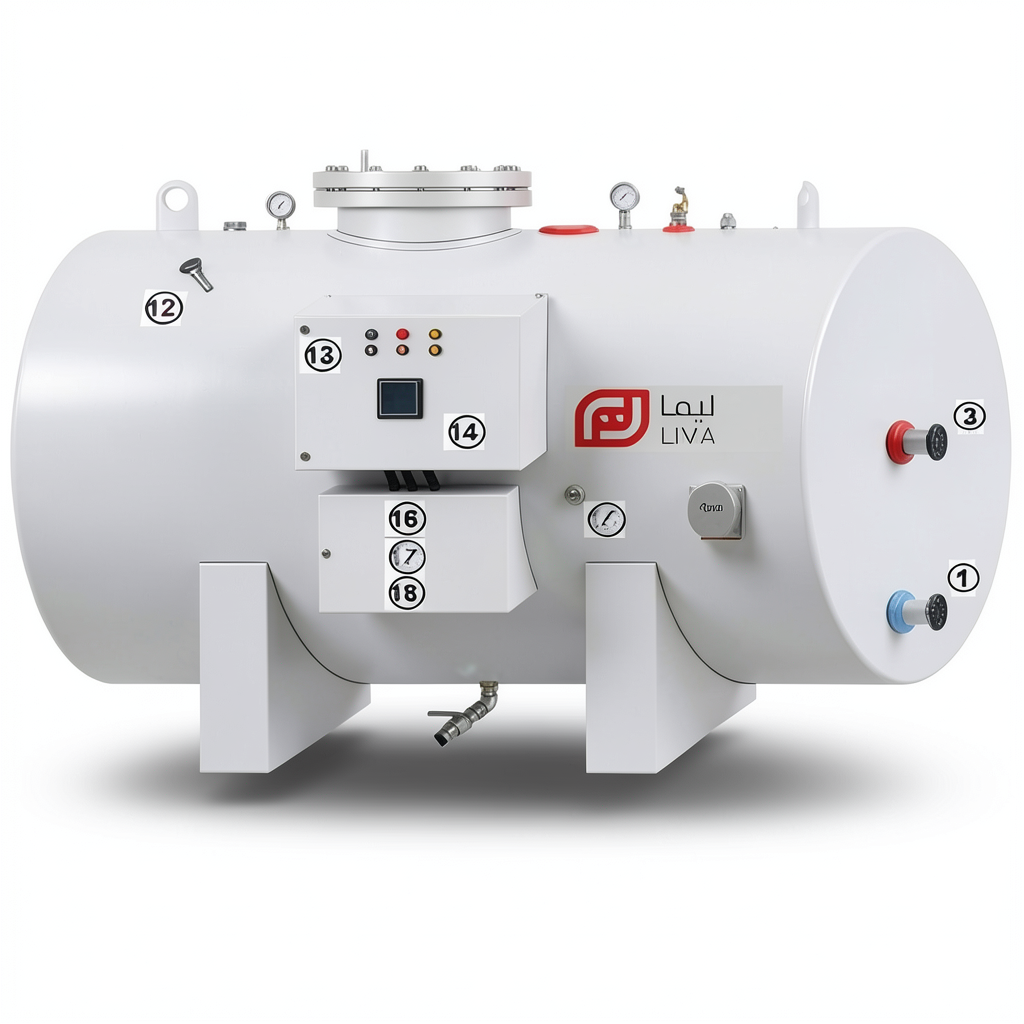 Horizontal Water Heater Lima Capacity 2500 Liters Height 2340 mm | Reem Water Heater Factory