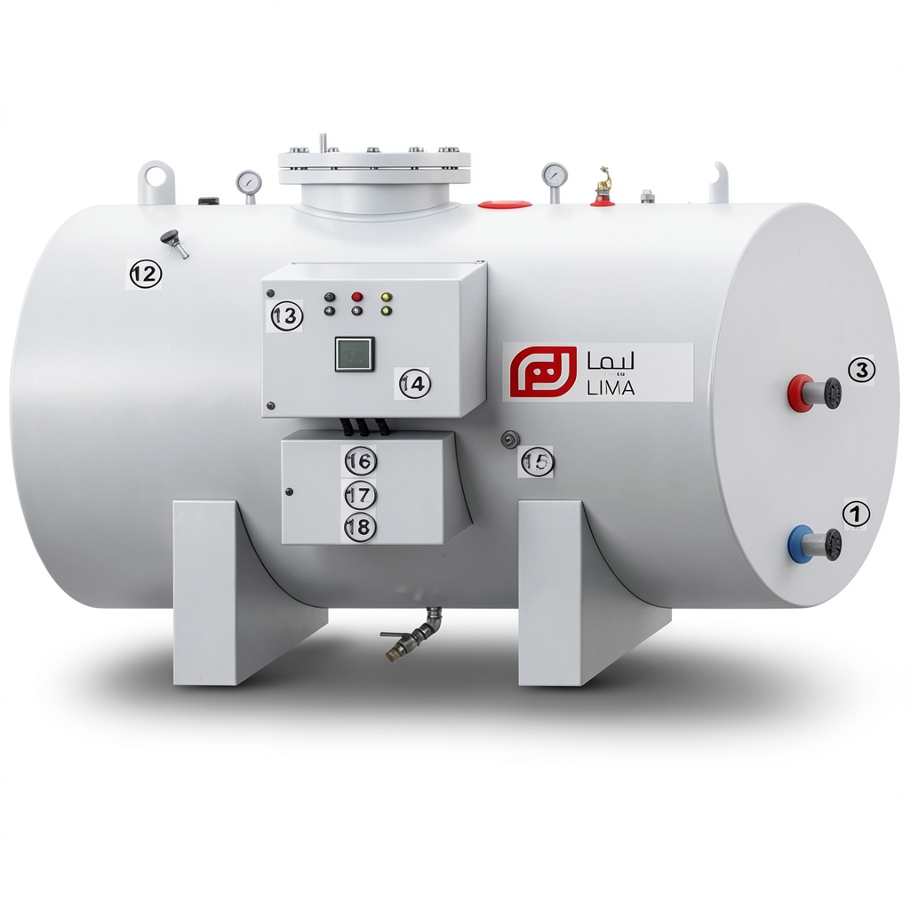 Horizontal Water Heater 3000 Liter Capacity, Height 2680 mm, European Design | Reem Water Heater Factory