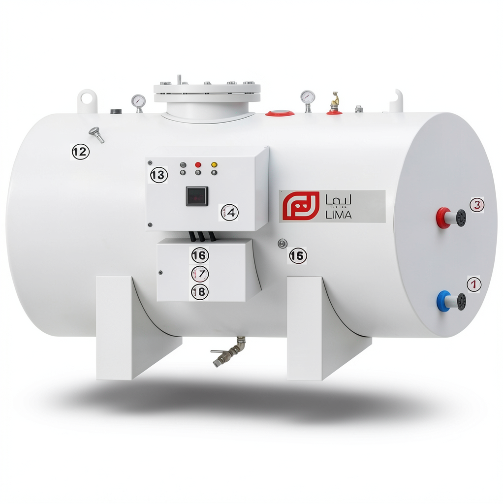Horizontal Water Heater Lima Capacity 4500 Liters Height 3322 mm European Design | Reem Water Heater Factory