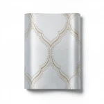Vinyl Wallpaper, Patterned Design, Size 15.6m × 106cm, Silver with Brown Color 