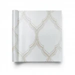 Vinyl Wallpaper, Patterned Design, Size 15.6m × 106cm, Silver with Brown Color 