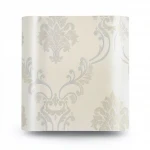 Vinyl Wallpaper, Patterned Design, Size 15.6m × 106 cm, Beige with Silver Color 