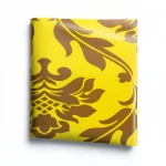 Vinyl Wallpaper, Patterned Design, Size 10 m × 53 cm, Yellow with Brown Color 