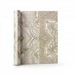 Vinyl Wallpaper, Patterned Design, Size 15.6m × 100cm, Beige with Gold and Brown Color