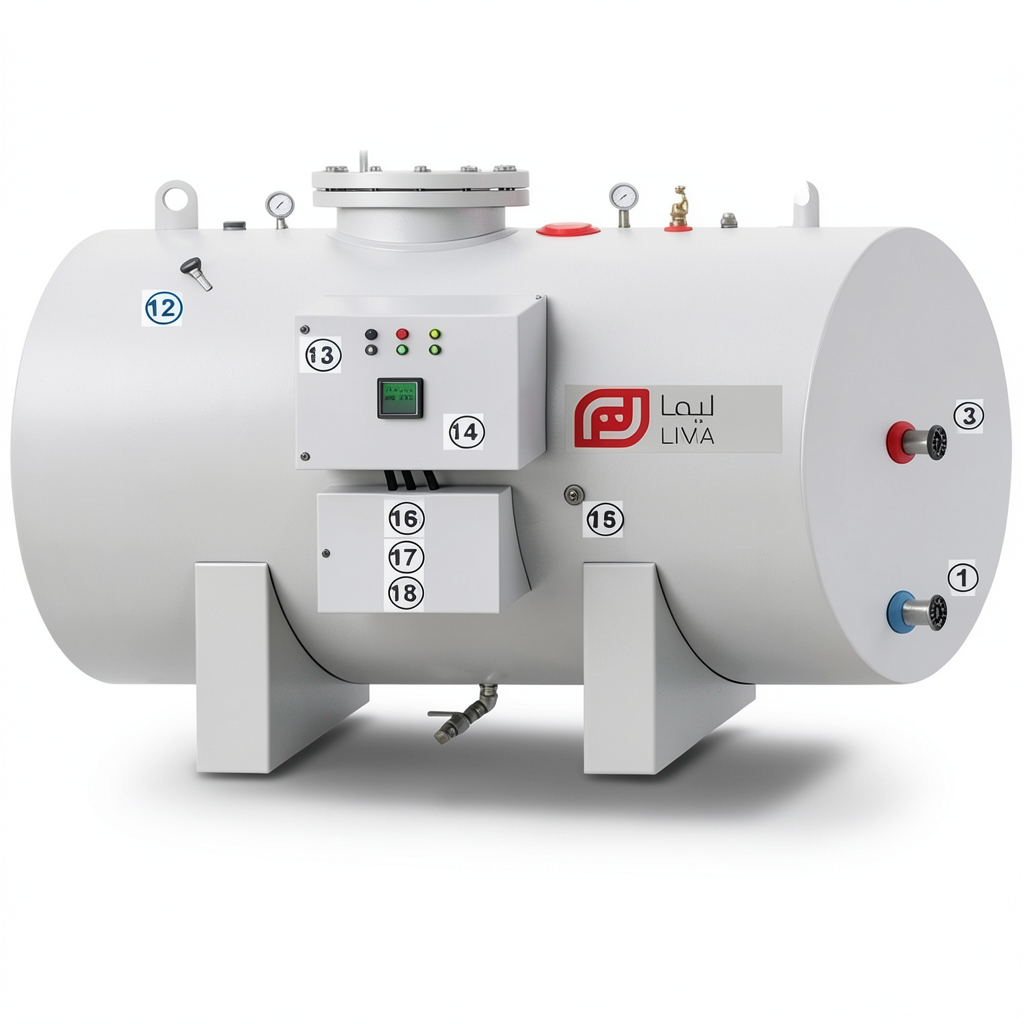 Horizontal Water Heater 1250 Liter Capacity 27 KW Power, European Design | Reem Water Heater Factory