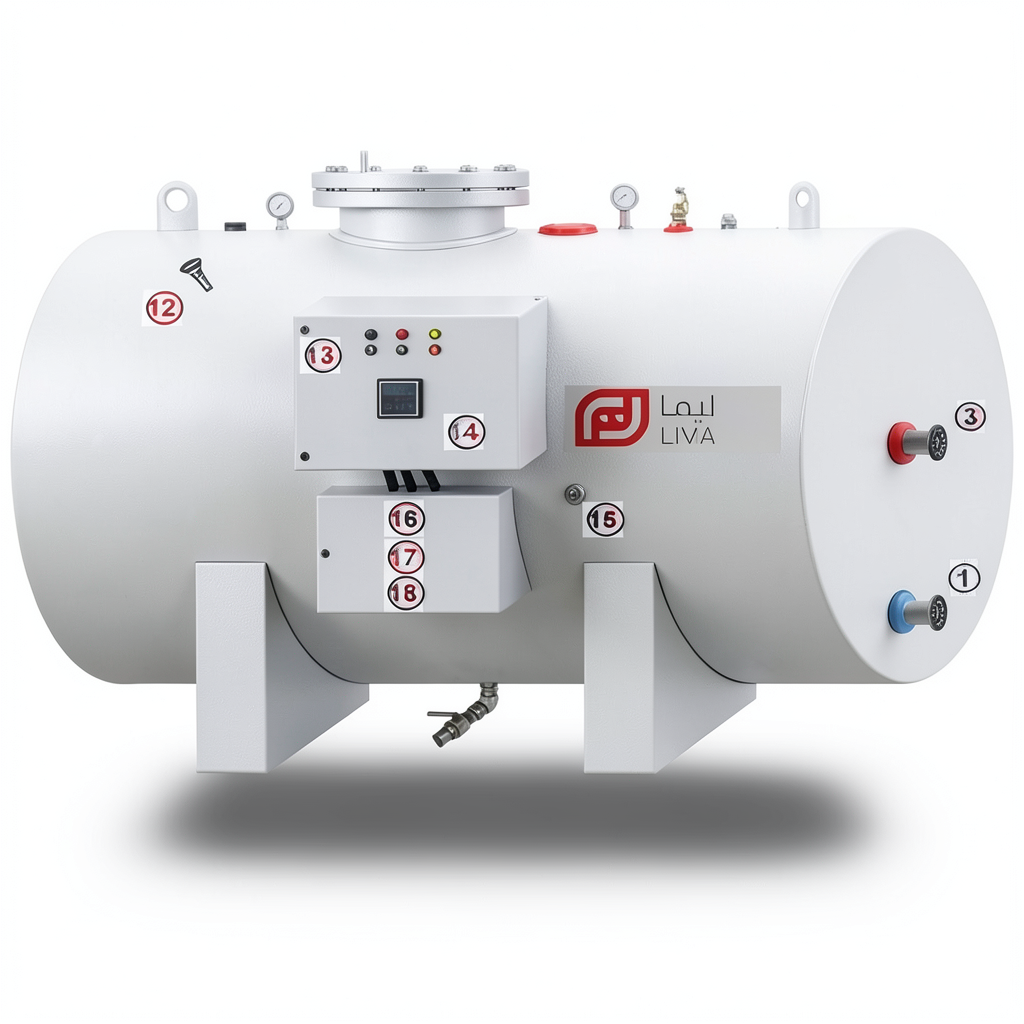Horizontal Water Heater Lima Capacity 1500 Liter Height 2280 mm 36 kW | Reem Water Heater Factory