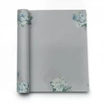 Floral wallpaper, vinyl wrap, length 15.6 m, width 106 cm, gray with green and blue color