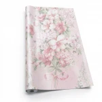 Floral wallpaper, vinyl wrap, length 15.6 m, width 106 cm, pink with white and beige color