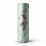 Floral wallpaper, vinyl wrap, length 15.6 m, width 106 cm, light green with red and grey