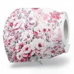 Floral wallpaper, vinyl wrap, length 15.6 m, width 106 cm, white with red and grey color
