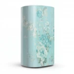 Floral wallpaper, vinyl wrap, length 15.6 m, width 106 cm, color cyan with green and grey
