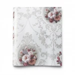 Floral wallpaper, vinyl wrap, length 15.6 m, width 106 cm, color white, red, brown and grey