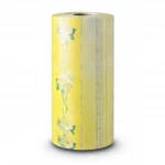 Floral wallpaper, vinyl wrap, length 15.6 m, width 106 cm, yellow with green and grey