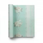 Floral Wallpaper, Size 15.6m×106cm, Green, cyan and grey color