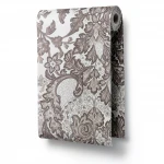Leaf Patterned Wallpaper, Length 15.6 meters, Width 106 cm, Dark brown and light with light grey Color