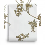 Wallpaper, Floral Design, White and brown roses Color, Size 10m×53cm