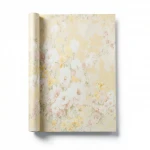 Floral Wallpaper, Vinyl Sheath, Length 15.6m, Width 106cm, Beige with yellow color  
