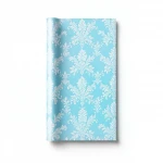 Wallpaper, Classic Design, Cyan with white Color, Size 15.6m×106cm