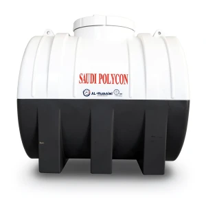 خزان مياه أفقي 1200 لتر بولي ايثيلين، طبقات بيضاء وسوداء | مؤسسة الحسيني التجارية