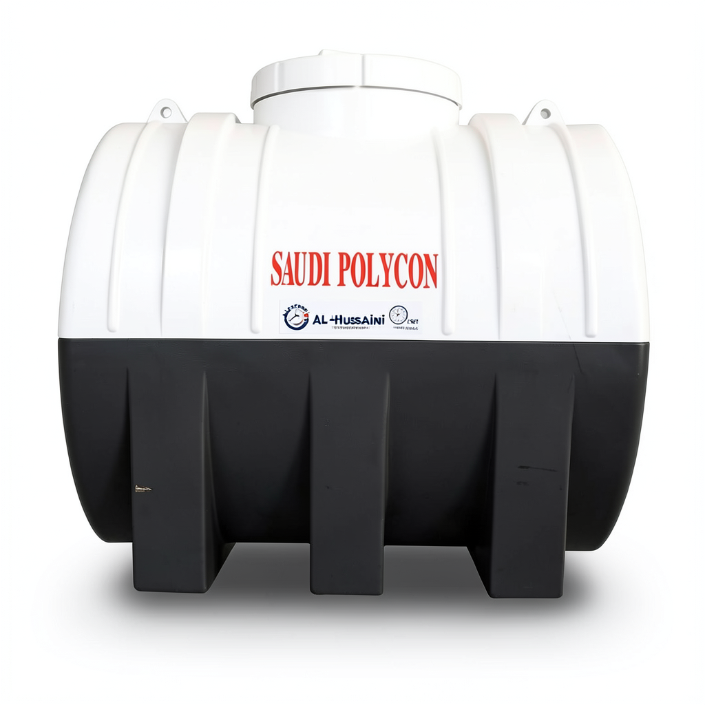 Horizontal Water Tank 1200 Liter Polyethylene, White/Black Layers | AL-Hussaini trading Est.