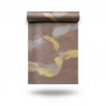 Classic Wall Decoration, Vinyl Sheath, Length 15.6m, Width 106cm, brown with gray and yellow Color 