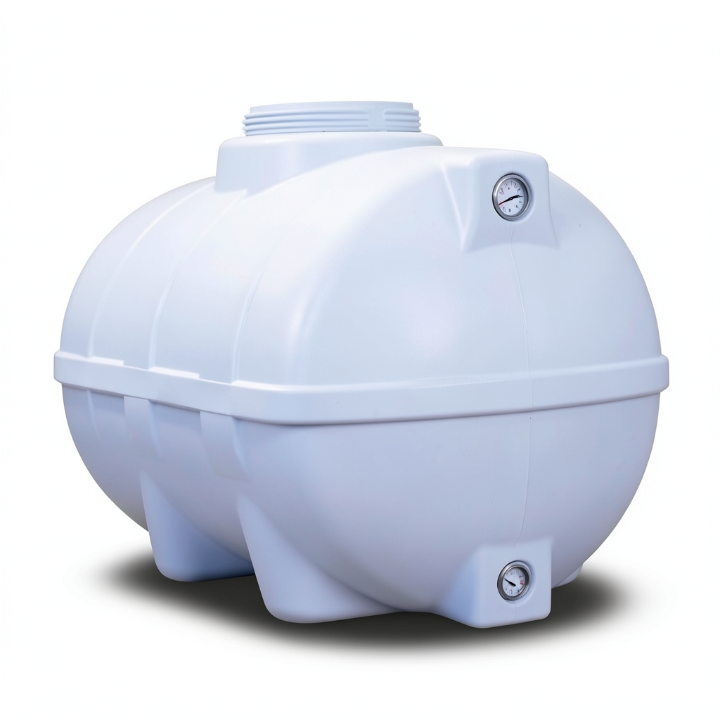 Water Tank Polyethylene Horizontal 2500 liter Capacity, 151 cm Diameter, 212 cm Length