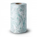 Classic Wall Decoration, Vinyl Sheath, Length 15.6m, Width 106cm, gray with white and cyan Color 