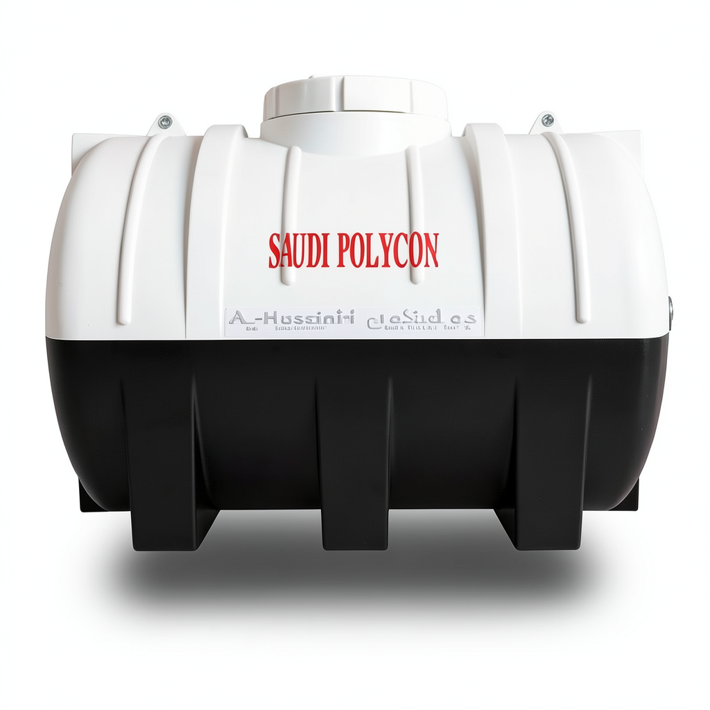 Horizontal Water Tank 1000 Liter Polyethylene, White/Black Layers | AL-Hussaini trading Est.