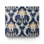 Italian Wallpaper Navy Blue with Beige Color, Length 10m, Width 1.06m, Model 82004