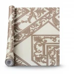 Vinyl Wallpaper, Patterned Design, Size 15.6m × 100cm, Brown with Beige Color 