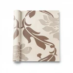 Vinyl Wallpaper, Patterned Design, Size 10 m × 53 cm, Light and Dark Brown with Beige Color 