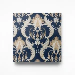 Italian Wallpaper Navy Blue with Beige Color, Length 10m, Width 1.06m, Model 82004
