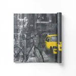 Vinyl Wall Decoration, Youthful Design, Size 10m×53cm, yellow and dark gray Color