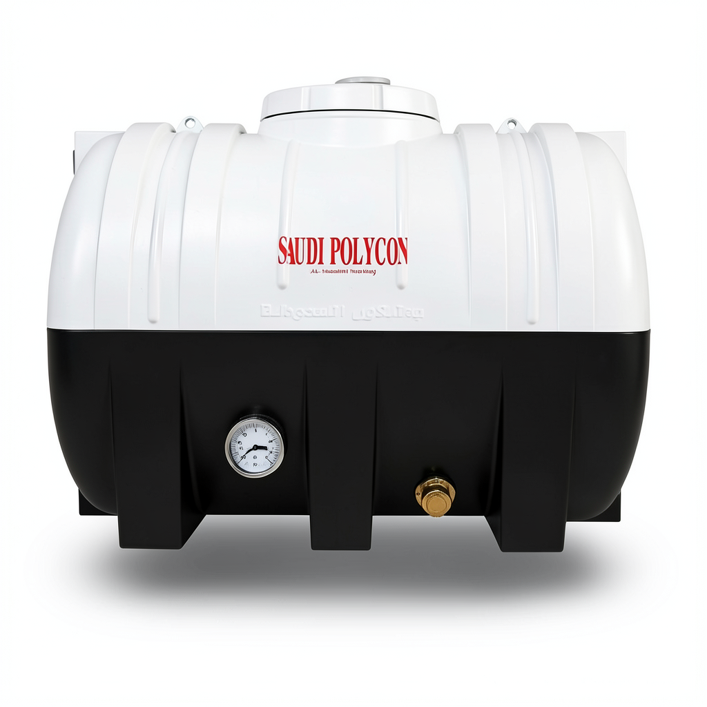 Horizontal Water Tank 2500 Liter Polyethylene, White/Black Layers | AL-Hussaini trading Est.
