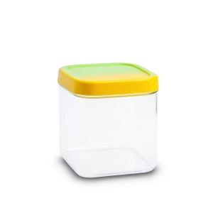 500ml Square PET Food Storage Container with Colorful Lid