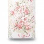 Floral wallpaper, vinyl wrap, length 15.6 m, width 106 cm, pink with white and beige color