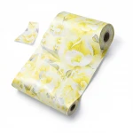 Floral wallpaper, vinyl wrap, length 15.6 m, width 106 cm, yellow with white and grey