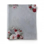 Floral wallpaper, vinyl wrap, length 15.6 m, width 106 cm, gray with white and red color 
