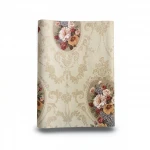 Floral Wallpaper, Length 15.6 meters, Width 106 cm, light beige with dark beige and red Color  