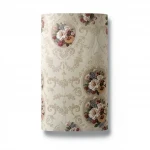 Floral Wallpaper, Length 15.6 meters, Width 106 cm, light beige with dark beige and red Color  