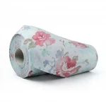 Floral Wallpaper, Size 15.6m×106cm, Gray with red and cyan color 