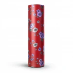 Floral Wallpaper, Length 15.6 meters, Width 106 cm, Red Color with purple and gray flowers