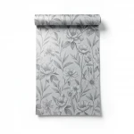 Floral wallpaper, vinyl wrap, length 15.6 m, width 106 cm, Gray color