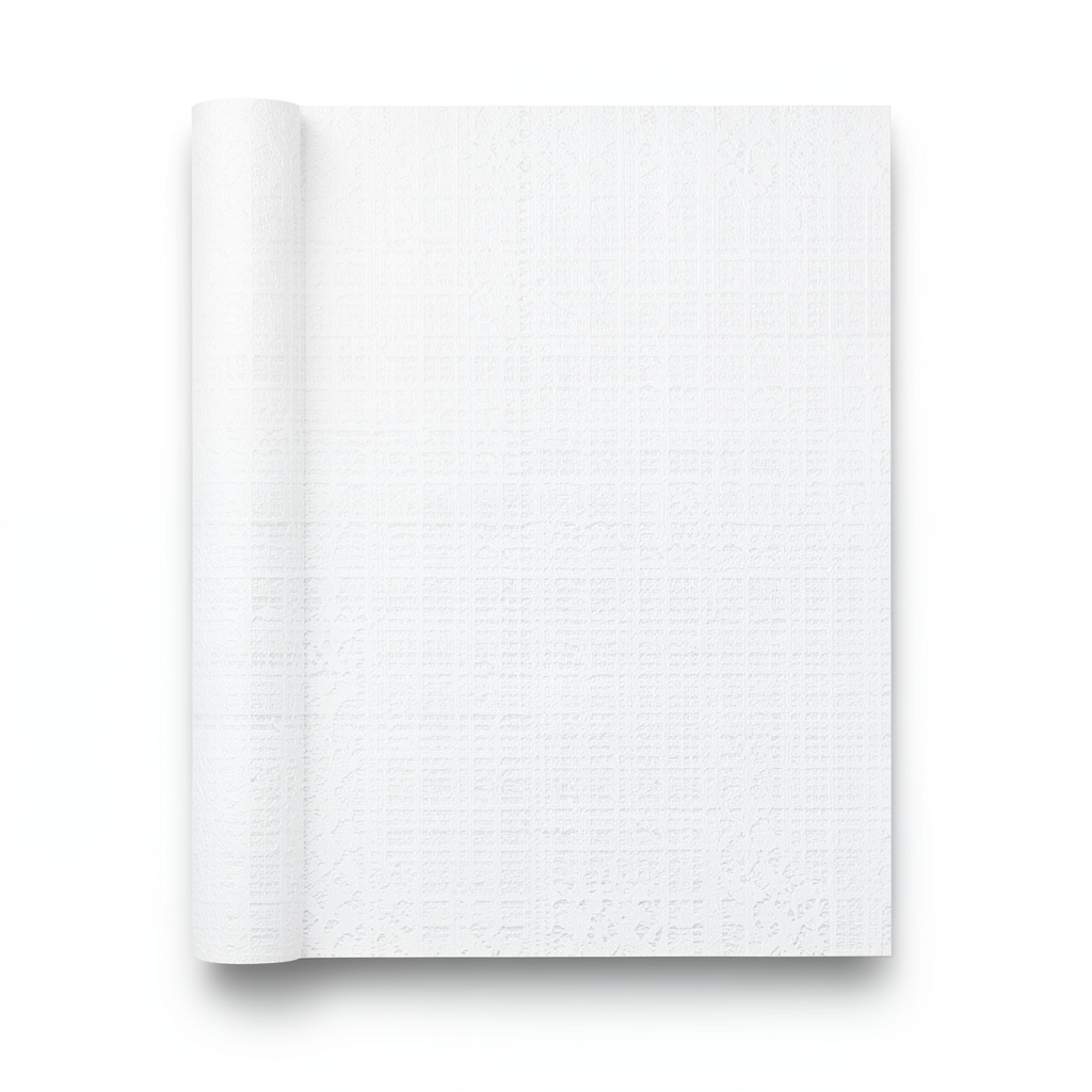 Plain Vinyl Wallpaper 15.6m x 106cm, White Lace Color