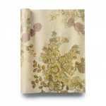 Floral Wall Decoration, Length 15.6 meters, Width 106 cm, gold with brown and beige Color